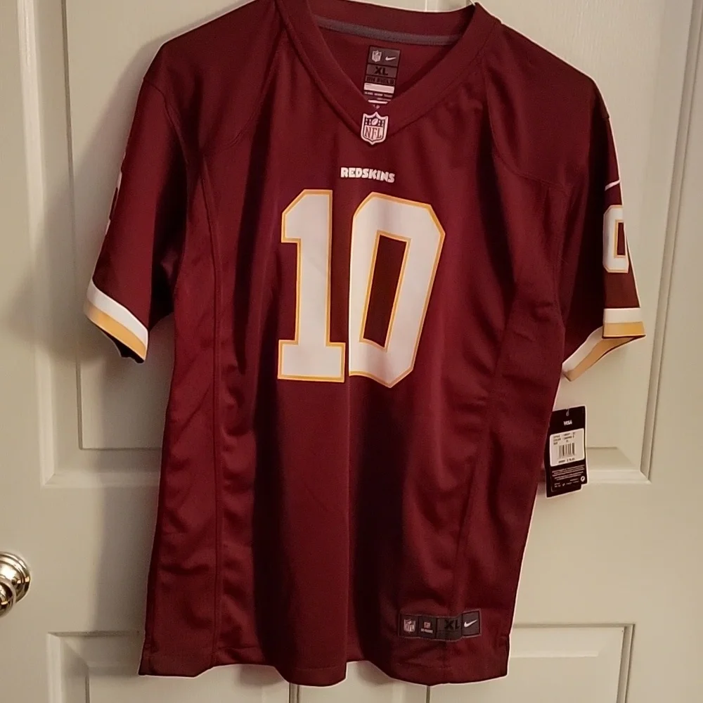 Redskins Jersey, RG3, Youth XL, NWT.  NFL, burgundy  yellow and white.